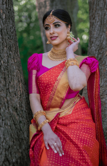 red silk saree for wedding